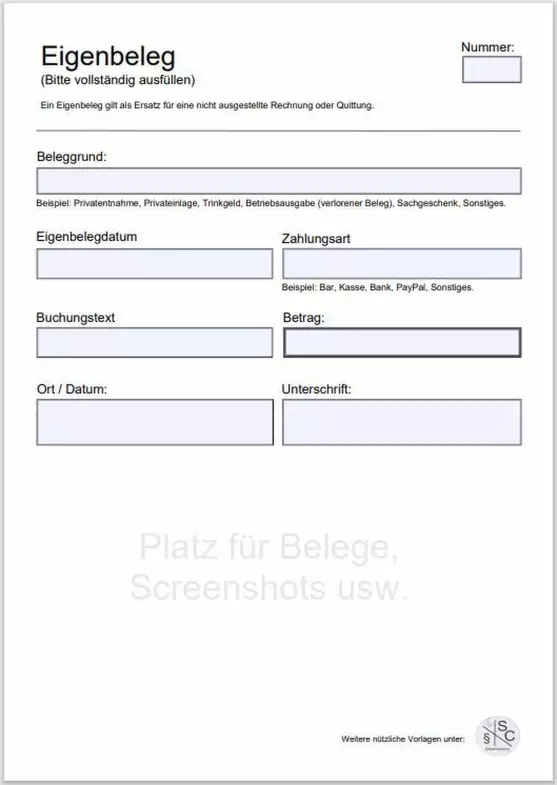 Eigenbeleg als ausfüllbare PDF